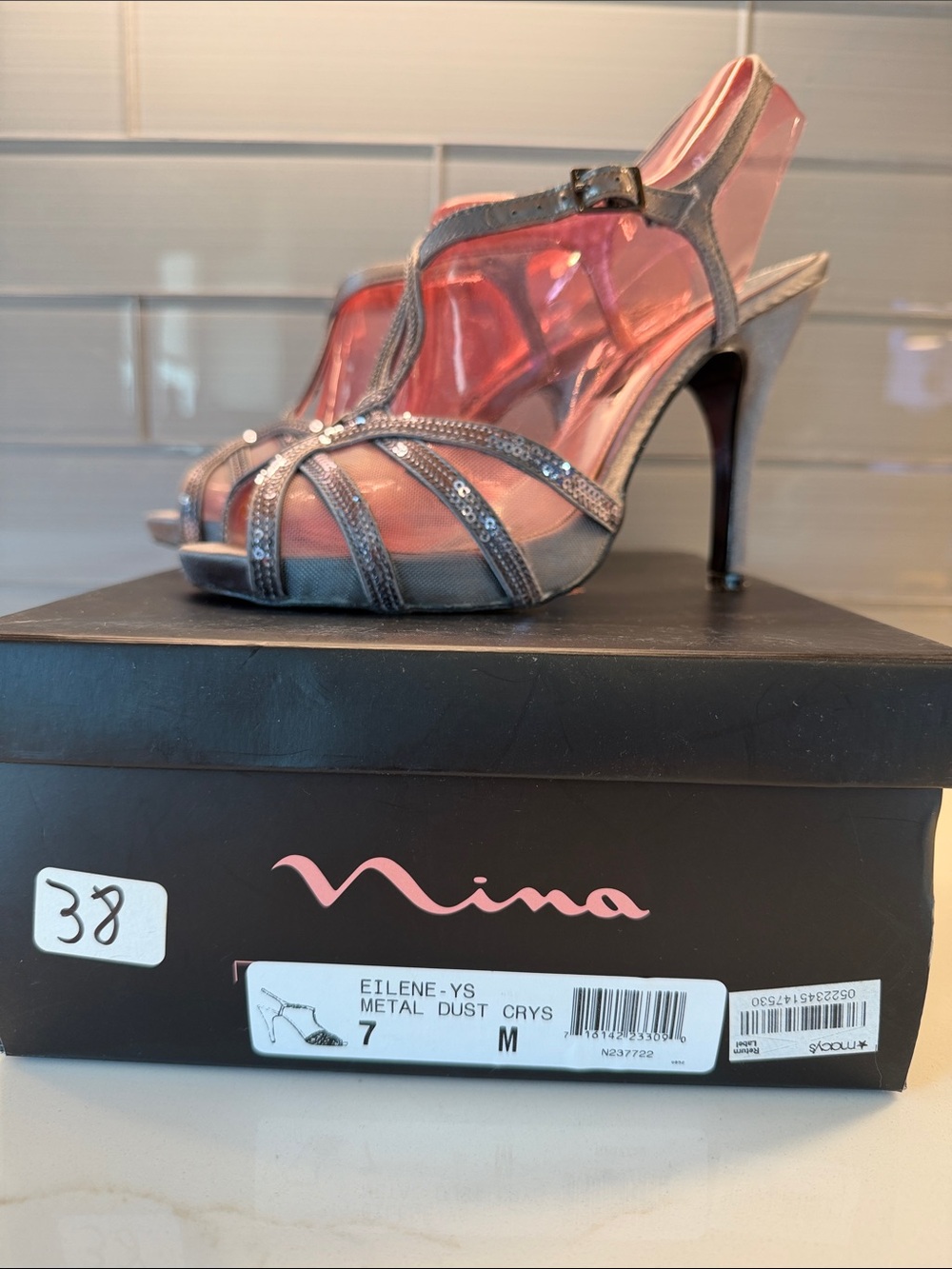 Nina Metallic Dust Crystal Slingback Heels